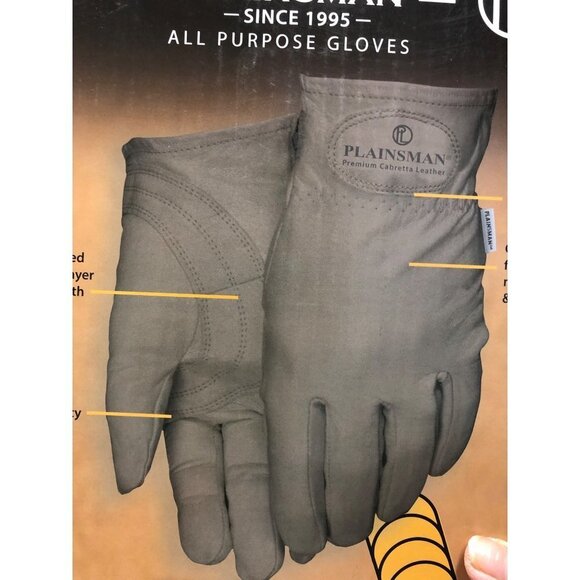 PLAINSMAN PREMIUM CABRETTA  LEATHER 2 pairs GLOVES LG‎  NWT - Picture 1 of 10